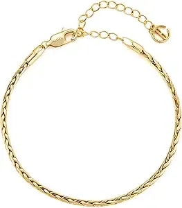 Cicy Bell 18k Gold Plated Bracelets For Women Trendy Dainty Stackable Square Star Wave Bamboo Curb Snake Heart Paperclip Figaro Mirror Chain Link Bracelet Sets Minimalism Accessories Gifts