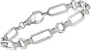 Ross-Simons Sterling Silver Oval And Paper Clip Link Bracelet