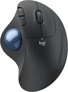 Logitech Ergo m575s Wireless Trackball Mouse, Wireless Ergonomic Mouse With Bluetooth And Encrypted Dongle, Comfortable Thumb Control, Precise And Smooth Tracking, For Pc/Mac - Graphite Blue Ball