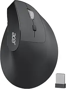 Acer Ergonomic Mouse Wireless, Adjustable Dpi Vertical Mouse 1000/1200/1600 With 6 Buttons, Rechargeable Ergo Mice, Medium To Large Sized Hands, 2.4ghz Usb Receiver For Computer, Laptop, Pc