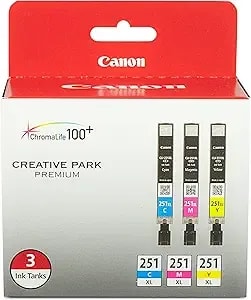 Canon Cli-251xl Genuine Three Color Multi Pack, Compatible With mg6320, ip7220, mg5420, mx922, mx722, mg7120, mg6420, mg5520, ix6820, ip8720, mg7520, mg6620, mg5620 (Optional) Printers