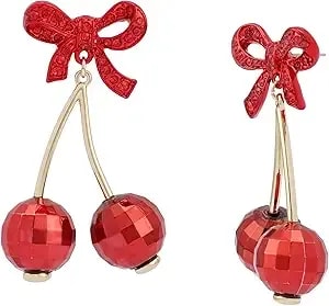 Betsey Johnson Jewelry Women'S Love Spell Bow Cherry Drop Earrings