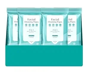 Facial Cleansing Wipes, Tea Tree Oil Extract For Face Cleansing, Salicylic Acid For Acne Treatment, Hydrating Pore Care For Sensitive Skin, Exfoliating & Soothing Double-Sided Cleansing Wipes (28pcs)