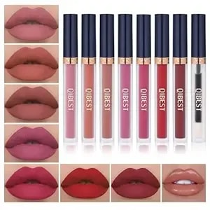 Qibest 7pcs Matte Liquid Lipstick + 1pcs Lip Plumper Makeup Set Kit, Pigmented Long Lasting Lip Gloss Set, Velvet Waterproof Halloween Lip Makeup Valentine'S Day Gift Sets For Girls And Women
