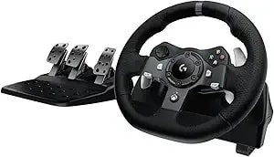 Logitech g920 Dual-Motor Feedback Driving Force Usb Racing Wheel With Responsive Pedals For Xbox One (Renewed)