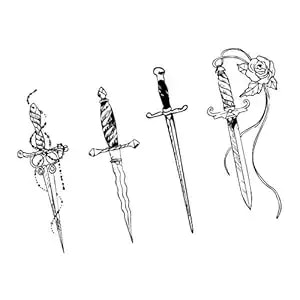 Neva Nude Daggers With Swagger Large Temporary Tattoo Pack - Body Decoration For Festivals, Raves, And More