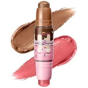 Ucanbe Blush & Bronzer Stick, 2-In-1 Multiuse Cream Makeup Stick, Dual-Ended Blush & Contour Stick, Buildable Blendable Cream Formula, Natural Glow Finish, Travel-Friendly (03 Peach Juice)