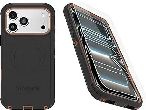 Otterbox Iphone 17 Pro Max (Only) Bundle: Defender Series Case & Screen Protector - Black Chateau (Black & Orange) - Case Only - Snaps On Magsafe - Tough - Rugged & Durable - Non-Retail Packaging