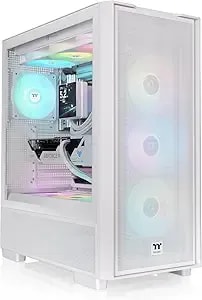 Thermaltake s380 Tg Argb; Mid Tower Chassis; 1x120mm sf120 Argb & 1x360mm sf360 Argb Pwm Fans Included; 360mm Radiator Support; 400mm Gpu Clearance; Hidden Connector Support; Snow; Ca-11k-00m6wn-00