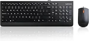Lenovo 300 Usb Combo, Full-Size Wired Keyboard & Mouse, Ergonomic, Left Or Right Hand Mouse, Optical Mouse, gx30m39606, Black
