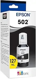 Epson 502 Ecotank Ink Ultra-High Capacity Bottle Black Works With Et-2750, 2760, 2850, 3750, 3760, 3850, 4850, And Other Select Models
