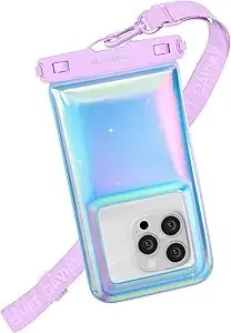 Velvet Caviar Waterproof Phone Pouch With Lanyard - ip68 Floating Case For Iphone & All Phones - Dry Bag For Snorkeling, Beach, Kayaking - Travel & Cruise Essentials For Women (Lavender Holo)