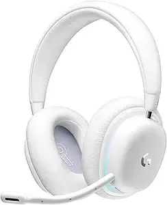Logitech g735 Wireless Gaming Headset, Customizable Lightsync Rgb Lighting, Bluetooth, 3.5 Mm Aux Compatible With Pc, Mobile Devices, Detachable Mic - White Mist