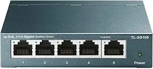 Tp-Link Tl-sg105, 5 Port Gigabit Unmanaged Ethernet Switch, Network Hub, Ethernet Splitter, Plug & Play, Fanless Metal Design, Shielded Ports, Traffic Optimization