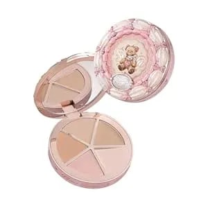 Flower Knows The Sweetie Bear 4-Color Concealer Palette,Highlihter Correct Contour Face Maekup,Blendable,High-Coverage & Crease-Proof,Buildable All-Day Wear Compact,0.23 Oz(01 Strawberry Chocolate)