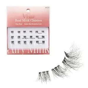 Vluxe Airy Mink Lash Cluster, 100% Real Mink False Eyelash Extension, Lightweight Clear Invisible Band For Natural Look, Diy Customizable Multi-Length Classic Styles, Easy Application & Comfortable