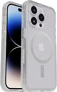 Otterbox Symmetry Series+ Iphone 14 Pro Case - Non-Retail Packaging - Stardust Clear Sparkles, Apple Phonecase, Ultra Slim, Raised Screen Bumper, Strong Magsafe Wireless Charging Compatible