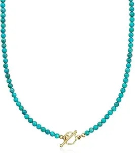 Ross-Simons 3.5-4mm Turquoise Bead Charm-Compatible Toggle Necklace In 18kt Gold Over Sterling