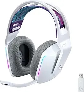 Logitech g733 Lightspeed Wireless Gaming Headset With Suspension Headband, Lightsync Rgb, Blue Vo!Ce Mic Technology And Pro-G Audio Drivers - White (Renewed)