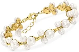 Ross-Simons 5-7.5mm Cultured Pearl Trio Bracelet In 18kt Gold Over Sterling Silver. 7 Inches