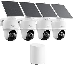 Reolink 5mp Solar Security Cameras Wireless Outdoor, 360° Pan Tilt Auto-Tracking, Smart Ai Detection, Up To 1tb Local Storage, 2.4/5ghz Dual-Band Wifi, Home Hub Mini With 4x Argus Pt + Solar Panel
