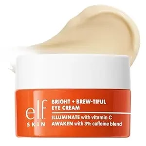 E.L.F. Skin Bright + Brew-Tiful Eye Cream, Helps Brighten Appearance Of Undereye Dark Circles & Repair Puffiness, Vegan & Cruelty-Free