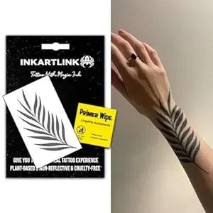 Inkartlink Semi Permanent Tattoo, Temporary Tattoo, Beautiful And Realistic Design, Fun Tattoo Experience, Cruelty-Free, Non-Reflective, Waterproof (Palm Leaf)