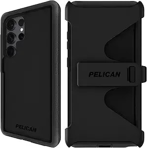 Pelican Voyager Samsung Galaxy s25 Ultra Case [Magnetic And Wireless Charging] Case W/ 18ft Mil-Std Drop Protection - Heavy Duty Cover W/Belt Clip Holster For Samsung Galaxy s25 Ultra 6.9" - Black