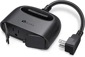 Kasa Outdoor Smart Plug, Smart Home Wi-Fi Outlet With 2 Sockets, ip64 Weather Resistance, Compatible With Alexa, Google Home & Ifttt, No Hub Required, Etl Certified(ep40), Black