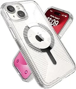 Speck Clear Iphone 15 Case - Slim, Built For Magsafe, Drop Protection Grip - For Iphone 15, Iphone 14 & Iphone 13 - Scratch Resistant, Anti-Yellowing, 6.1 Inch Phone Case - Gemshell Grip Clear