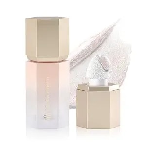 Color Nymph Makeup Highlighter Glitter Stick, Liquid Gel Highlighter For Face Eye Body Chameleon Shimmer Glow Makeup Highlighters With Sponge Tip - 06# Silver Gradient