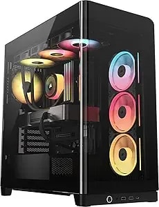 Corsair Frame 4500x Lx Rgb Link Panoramic Mid-Tower Pc Case – 3x Pre-Installed Fans, High Airflow, Modular Design, Gpu Anti-Sag, Reverse Connection Motherboard Compatible – Black