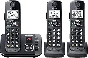 Panasonic Dect 6.0 Expandable System, Cordless Phones With Answering Machine And Call Blocking - 3 Cordless Phones 3 Handsets - Kx-tge633m (Metallic Black)