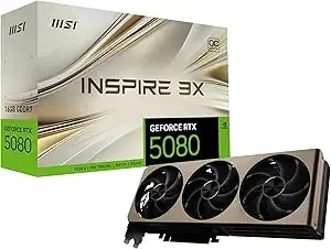Msi Gaming Rtx 5080 16g Inspire 3x Oc Graphics Card (16gb gddr7, 256-Bit, Extreme Clock Tbd Mhz, Displayport X 3 2.1a, Hdmi 2.1b, Nvidia Blackwell Architecture)