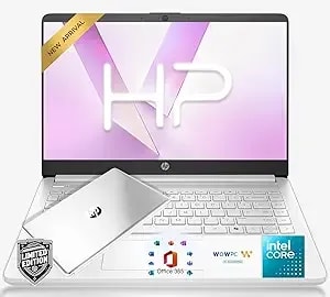 Hp Laptop With Copilot Ai • Latest Intel 4-Core n150 Cpu • 16gb Ram, 128gb Ssd •2026 Edition • Windows 11, Microsoft Office 365 Included • Thin & Portable • W/O Mouse