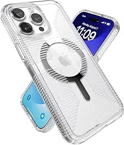 Speck Clear Iphone 15 Pro Max Case - Slim, Built For Magsafe, Drop Protection Grip - Scratch Resistant, Anti-Yellowing, 6.7 Inch Phone Case - Gemshell Grip Clear
