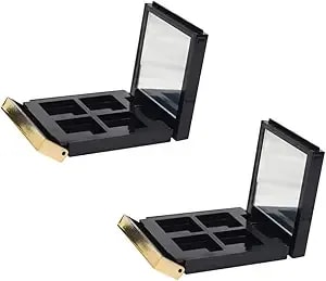 Kallory Gold-Rimmed Eyeshadow Box 2pcs Empty Makeup Palettes With Mirror Portable Cosmetic Storage Case For Eyeshadow Blush Lipstick Powder Organizer