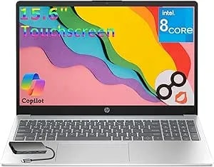 HP Laptop Computer For Student Home Study With Touchscreen, Office 365, Intel Core i3-N305(8C/8T), Copilot AI, (16GB RAM, 250GB SSD), 15.6" FHD, Wifi 6, Windows 11 Home, Blue, 8 In 1 Type-C Hub