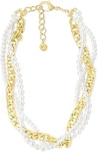 Martha Stewart Three Twisted Strand Pearl And Chain Necklace In Gold, Long, For Women