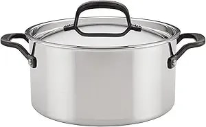 Kitchenaid 5-Ply Clad Polished Stainless Steel Stock Pot/Stockpot With Lid, 6 Quart - Stainless Steel