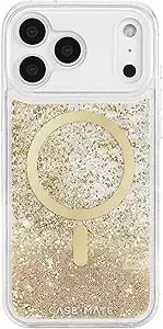 Case-Mate Iphone 17 Pro Max Case [Compatible With Magsafe] - Liquid Glitter Phone Case With 12ft Drop Protection - Premium Magnetic Cover For Iphone 17 Pro Max - Gold Waterfall