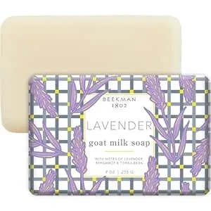 Beekman 1802 Goat Milk Soap – Moisturizing Hand & Body Soap Bar With Shea Butter & Botanical Oils, Triple-Milled, Non-Drying, Made For Sensitive Skin, Lavender 9 Oz