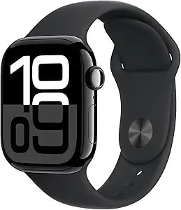 Apple Watch Series 10 [Gps, 42mm] - Jet Black Aluminum Case With Black Sport Band, S/M (Renewed Premium)