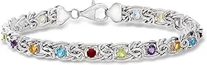 Ross-Simons Gemstone Byzantine Bracelet In Sterling Silver