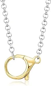 Ross-Simons Sterling Silver And 18kt Gold Over Sterling Rolo-Chain Lobster Clasp Necklace