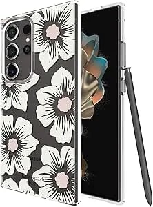 Kate Spade New York Samsung Galaxy s24 Ultra Case, Compatible With Wireless Charging - Hollyhock Cream