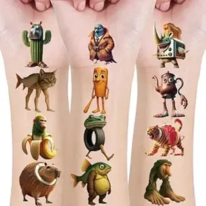 21 Sheets Italian Brainrot Temporary Tattoos Sticker,Tralalero Tralala And Tung Tung Tung Sahur Tattoos, Birthday Decorations, Fake Tattoo Stickers, School Rewards Prizes & Gifts