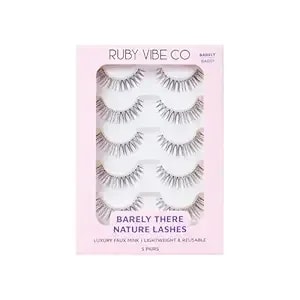 Angel Soft ba001 False Eyelashes, Premium Synthetic Fibers, Clear Flexible Band, 5 Pairs, Full Length, Reusable, Vegan & Cruelty-Free - Ruby Vibe Co