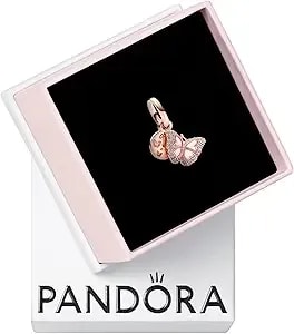 Pandora Pink Butterfly & Quote Double Dangle Charm Bracelet Charm Moments Bracelets - Stunning Women'S Jewelry - Gift For Women - Made Rose, Enamel & Cubic Zirconia, No Gift Box