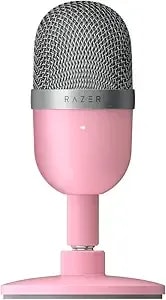 Razer Seiren Mini - Usb Condenser Microphone For Streaming (Compact With Supercardioid Polar Pattern, Tiltable Stand, Integrated Shock Absorber) Quartz Pink